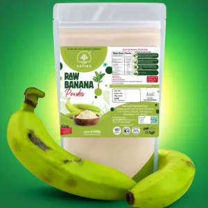 Raw banana powder made from dried green bananas finely ground by Katina